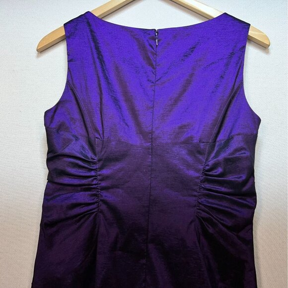 Dressbarn Collection Womens Cocktail Sheath Dress 10 Metallic Purple Ruched - Picture 10 of 11